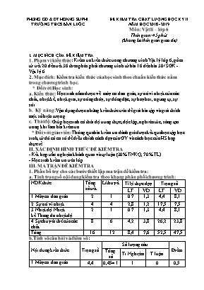 Ma trận và đề kiểm tra chất lượng học kỳ II môn Vật lí Lớp 6 - Năm học 2018-2019 - Trường THCS Bản Luốc (Có đáp án)